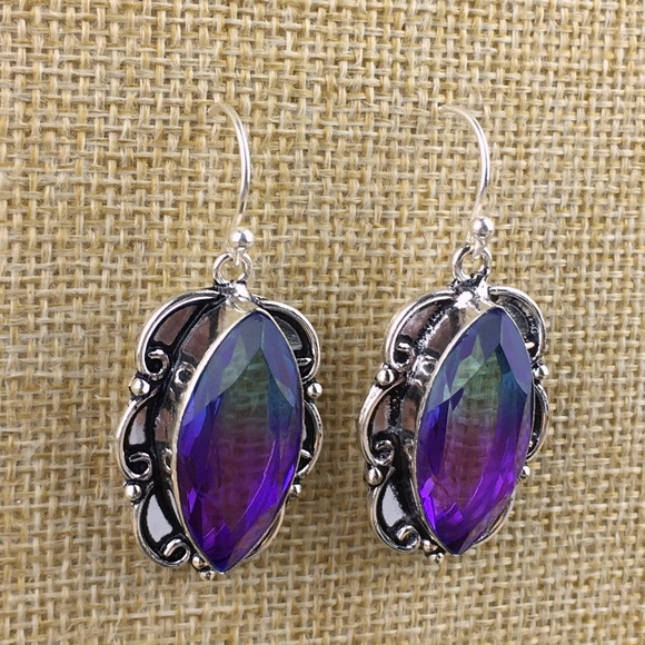 Sim Bi Color Tourmaline Hook Dangle Earrings - Picture 3 of 8